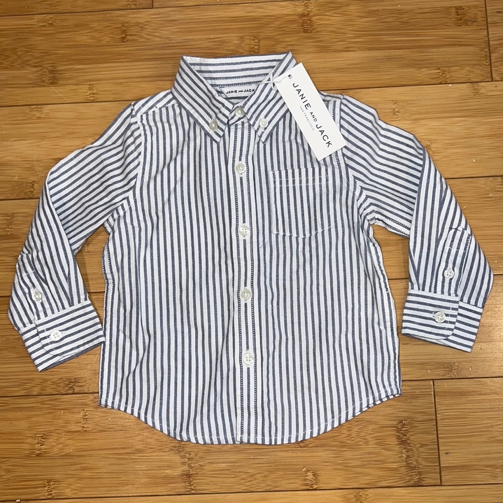 NWT Janie and Jack striped button down 12-18 months